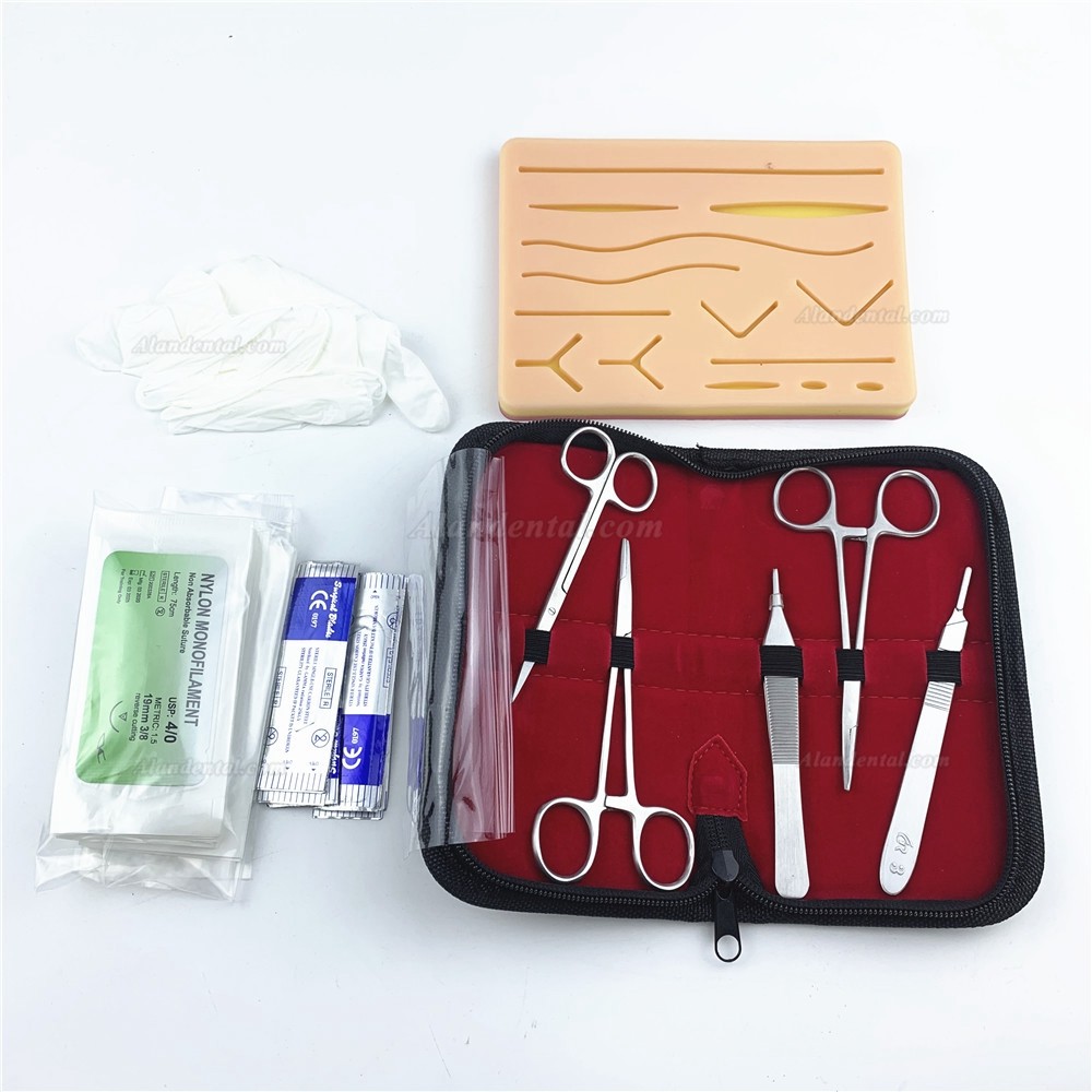 Surgical Suture Training Kit Skin Operate Suture Practice Model Training Pad Needle Scissors Tool Kit